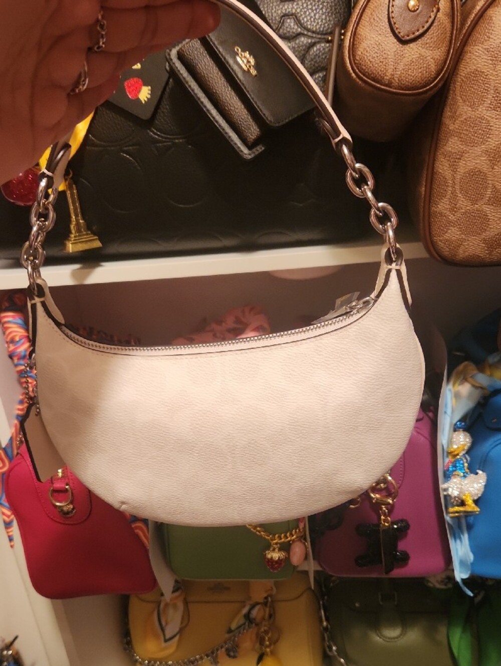Coach White Chalk Mini Peyton Shoulder Bag with Silver Hardware - Picture 3 of 4